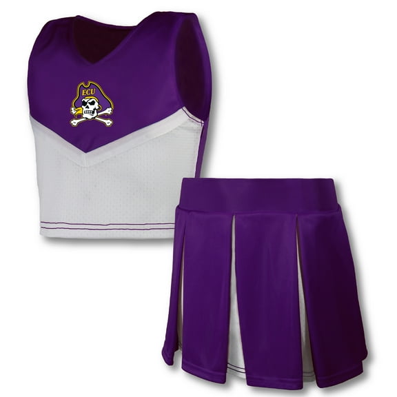 Girls Youth Garb Purple ECU Pirates Cheerleader Top & Skirt Set