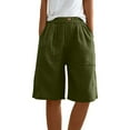 thumbnail image 2 of Juslio Womens Shorts Straight Leg Pockets Loose Comfy Cotton Linen Solid Casual Ladies Shorts, 2 of 8