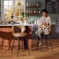 thumbnail image 5 of iooHug PU Leather Counter Height Bar Stools Set of 2, 26" Swivel Bar Chairs with Backrest, Metal Frame & Soft Cushion for Kitchen Island, Brown, 5 of 8