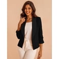 thumbnail image 2 of Blazer GoMee para mujer, manga 3/4, corta, negra, talla S, 2 of 5