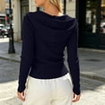 thumbnail image 7 of Ghalytn Women's Ribbed Knit Zip Up Hooded Crop Jacket Long Sleeve Slim Fit Casual Cardigan, 7 of 7