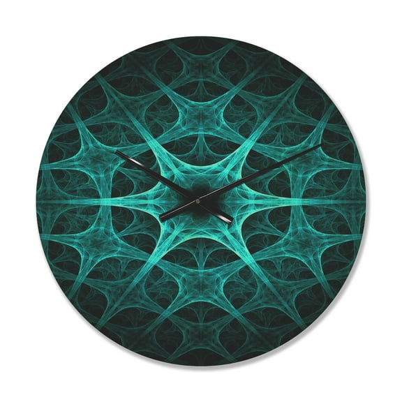 Designart 'Abstract Tourquise Floral Design' Modern Wood Wall Clock