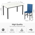 thumbnail image 3 of 4-person dining table set, modern artificial marble dining table set, kitchen table and chair set of 4 pieces, with 4 PU leather chairs, suitable for small spaces, apartments, restaurants,Blue, 3 of 7