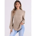 thumbnail image 4 of DARING DIVA Women's Puff Long Sleeve Casual Work Blouses S Camel, 4 of 6