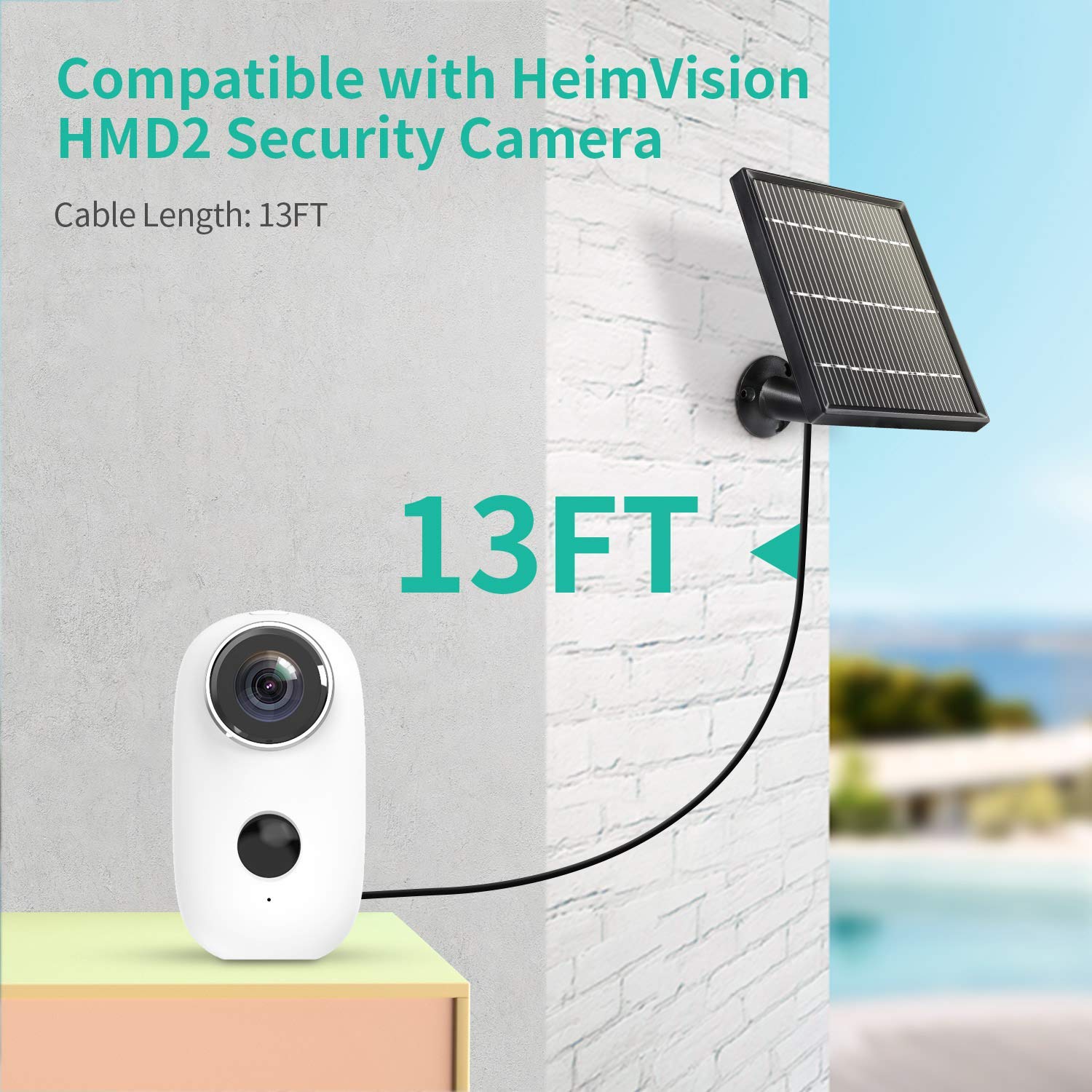 HeimVision SE01 Solar Panel Compatible with HeimVision HMD2 Security Camera, Waterproof 3.2W/ 5.5V Solar Panel with 13ft/ 4m USB Cable, Support Continuously Supply Power for Security Camera - image 5 of 6