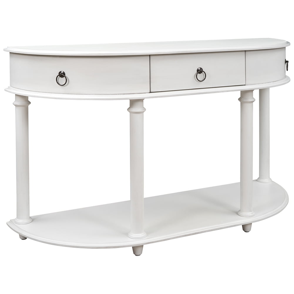 Lowestbest Retro Curved Console Table, Half Moon Entry Table, Solid Wood Frame and Legs with Single Drawer (White) Lowestbest Retro Curved Console Table, Half Moon Entry Table, Solid Wood Frame and Legs with Single Drawer (White)