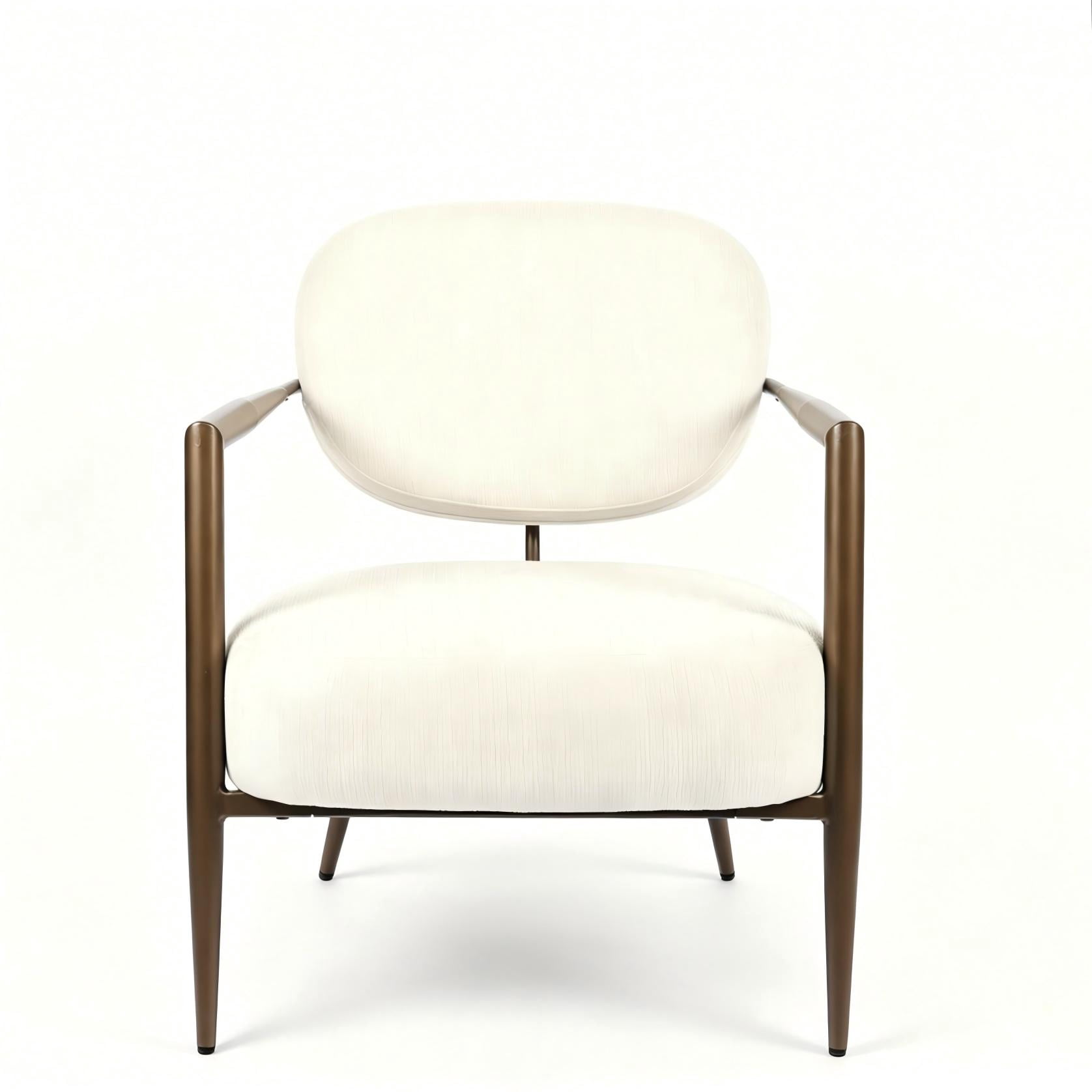 Modern Metal Frame Accent Chair, Upholstered Softy Fabric Side Chair, Mid-Century Comfy Lounge Armchair for Living Room Bedroom Reading Nook, Single Leisure Guest Chair