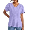 thumbnail image 1 of T-shirt Décontracté à Manches Courtes Col en V Couleur Unie Printemps Été pour Femmes, 1 of 6