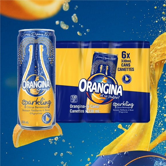 ORANGINA Original Sparkling Citrus Beverage 330ml / 6pk Sleek Can