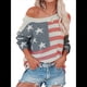 thumbnail image 1 of Suéter con Bandera Estadounidense para Mujer, Sudadera de Punto, Larga, Holgado, para Invierno y Otoño, Color L, 1 of 9