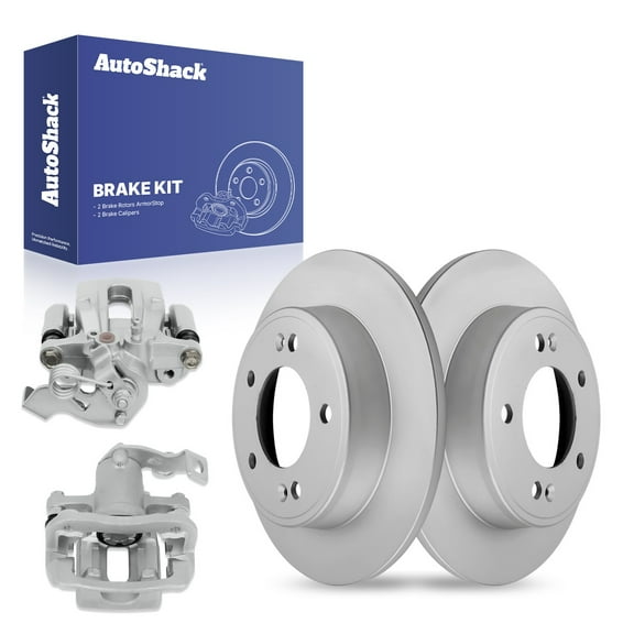 AutoShack Rear Brake Rotors Calipers | Replacement for 2011-2016 Hyundai Elantra 2013-2014 Elantra Coupe 1.8L 2.0L FWD | Coated | 4-PC Brake Kit | ArmorStop