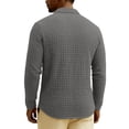 thumbnail image 5 of LWavelet Men's Waffle Texture Collar Button Polo - Long Sleeve Casual Everyday Top Gray 2XL, 5 of 7