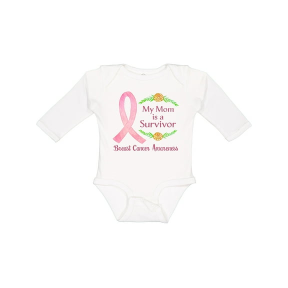 Inktastic My Mom is a Survivor Breast Cancer Awareness Boys or Girls Long Sleeve Baby Bodysuit