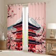 thumbnail image 2 of Homewish Japanese Ukiyo-E Black Out Curtains,Pink Sakura Curtains Pack of 2 (42x63 Each),Classic Japan Architecture Bedroom Curtains For Girls Teens,Breathable Home Decor, 2 of 6