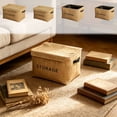 thumbnail image 1 of pstuiky Bac de Rangement Pliable en Tissu de Lin avec Poignée Structure Renforcée et Intérieur Doux 41X33X26Cm Organisateur Pliable pour Garde-Robe et Étagères, 1 of 7