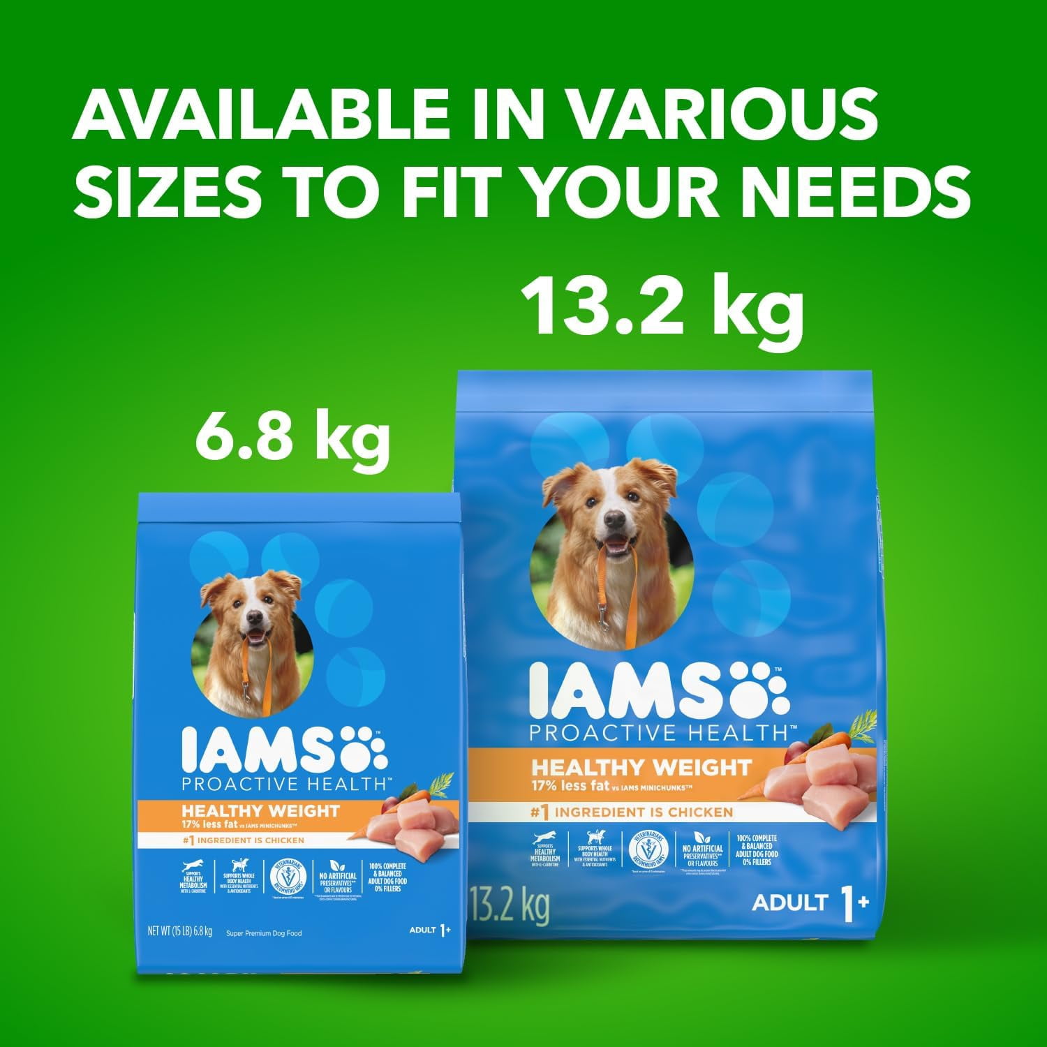 Iams Adult Healthy Weight Control Dry Dog Food with Real Chicken 13.2kg