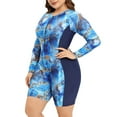 thumbnail image 5 of Feimerou Long Sleeve Swimsuits for Women Plus Size One Piece Rash Guard Swimsuit Zip Front Boyleg Tummy Control Surfing Bathing Suits, 5 of 8