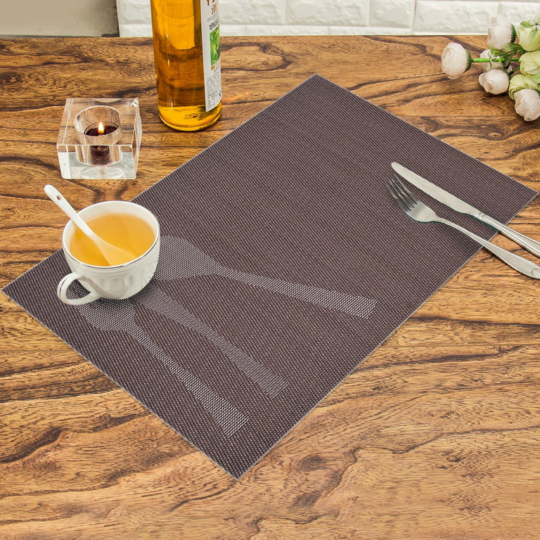 Skycase Placemat Set of 6,PVC Table Placemats,Non-Slip Dining Table Mats,  [Heat-Resistant][Washable] Kitchen Table Place Mats for Home Kitchen Party
