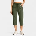 thumbnail image 2 of Tqcoqu Women's Drawstring Waist Capri Pants with Pockets,Straight Leg Elastic Summer Casual Pants,Green Women's S-XXXL, 2 of 8