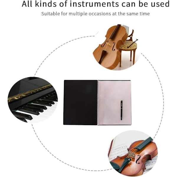 Dossiers de Poche / Dossier de Rangement pour Partitions / 30 Pochettes / Dossier de Rangement pour Musiciens / Touches de Piano
