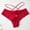 Red, variant on Crisscross Strapped Lace Thong Panties, Sheer Mesh Breathable Solid Color Underwear for Women,White