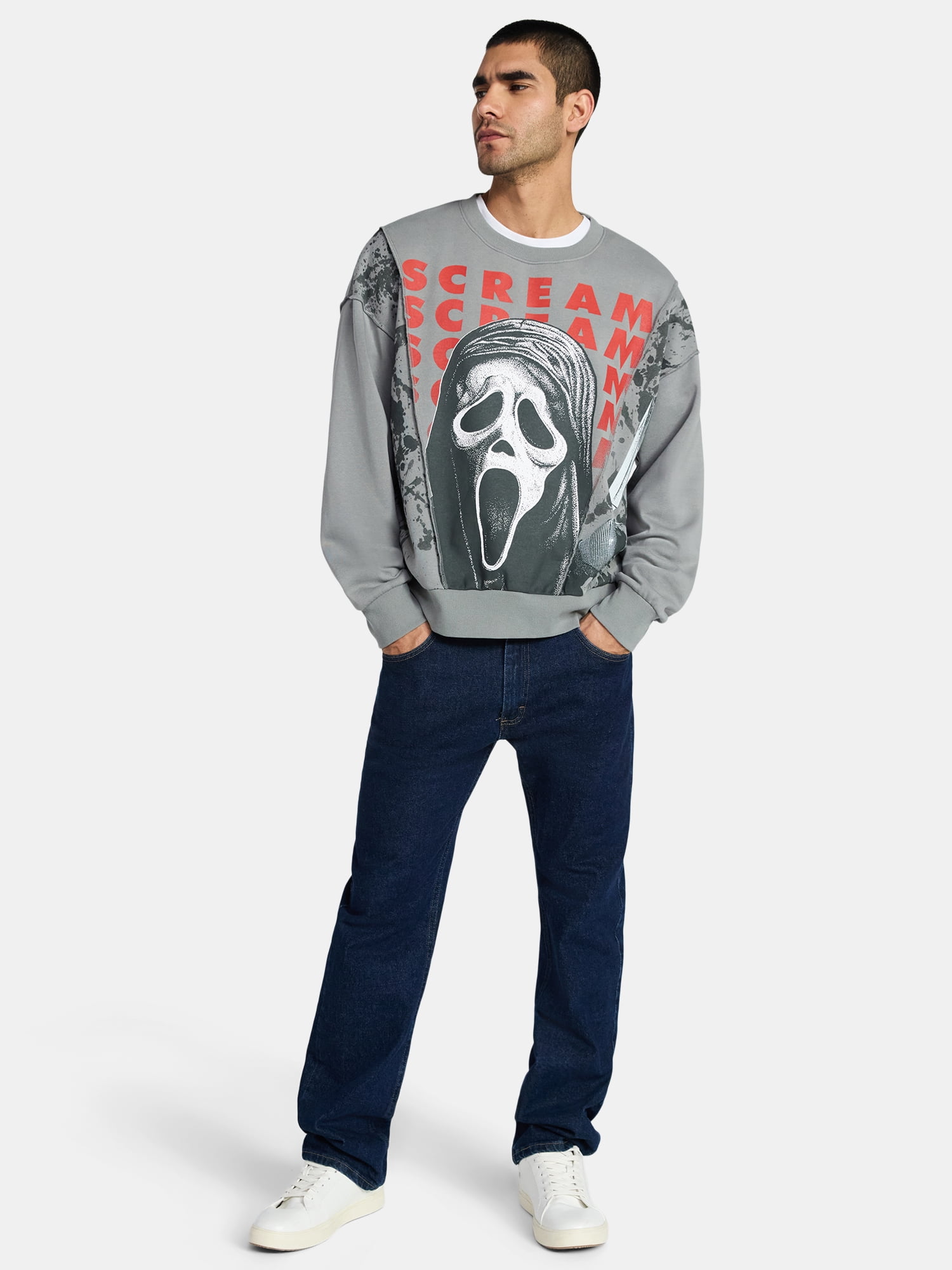 Ghostface Men's and Big Men's Crewneck Fleece Sweatshirt, Sizes S-3XL