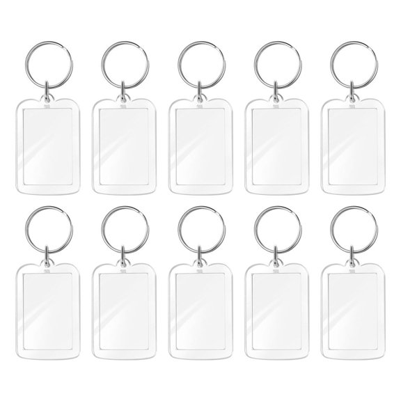 DESIGNICE 10-Pack Transparent Photo Insert Keychains Metal Key Gifts for Friends Keys