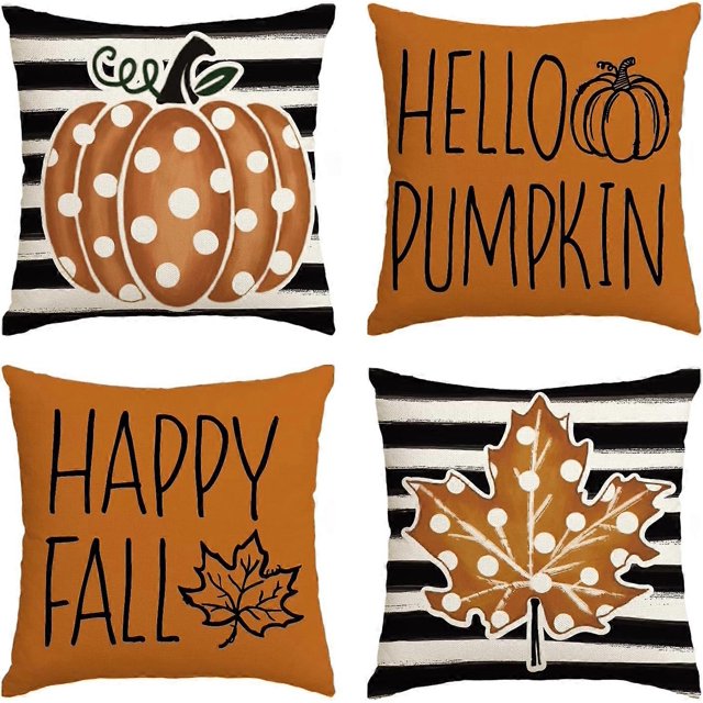 Fundas de almohada decorativas, 18 x 18 pulgadas, otoño, Acción de Gracias, cosecha, lunares, arce