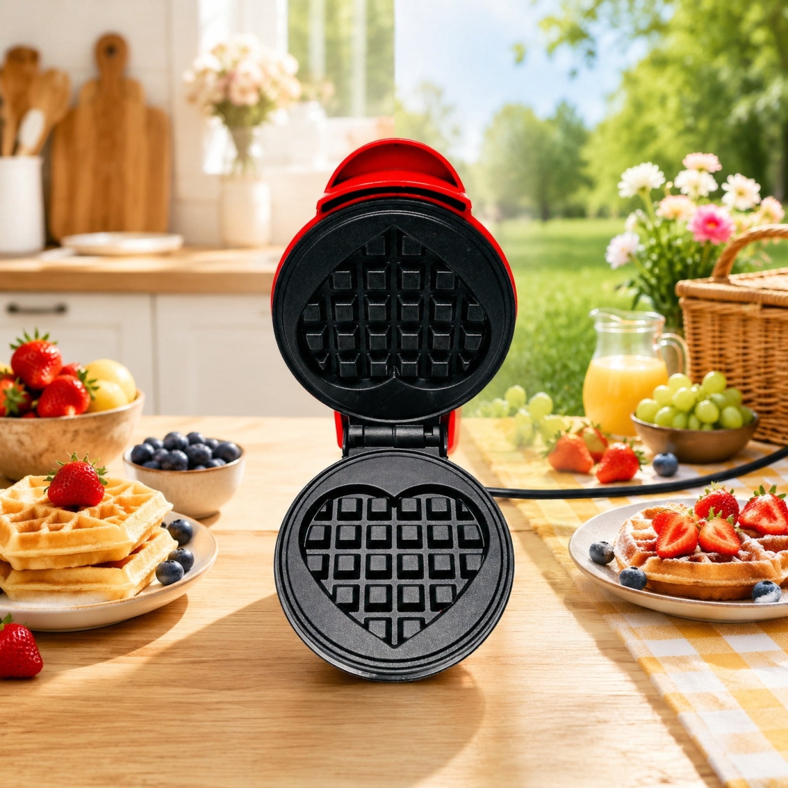MyMini Heart Waffle Maker, Mini, Pink, Compact Kitchen Appliance