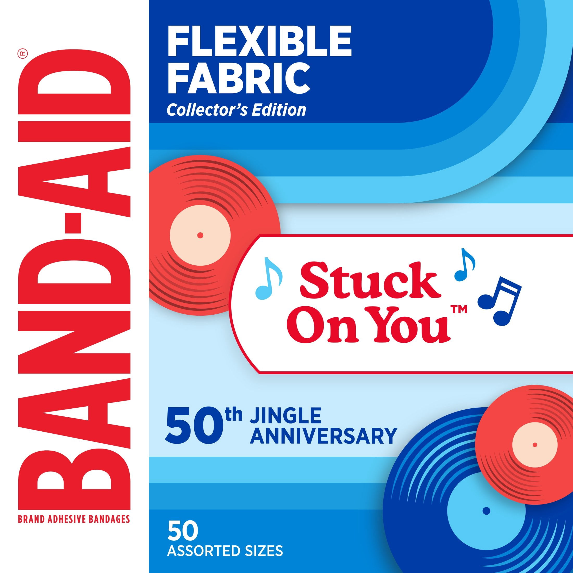 (4 pack) BAND-AID Brand Adhesive Bandages, Jingle Tin, Assorted Sizes, 50ct