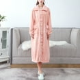thumbnail image 2 of Womens Bath Robe Solid Color Thickened Long Coral Fleece With Pocket Plus Size Women Pjs,Pink,M, 2 of 8