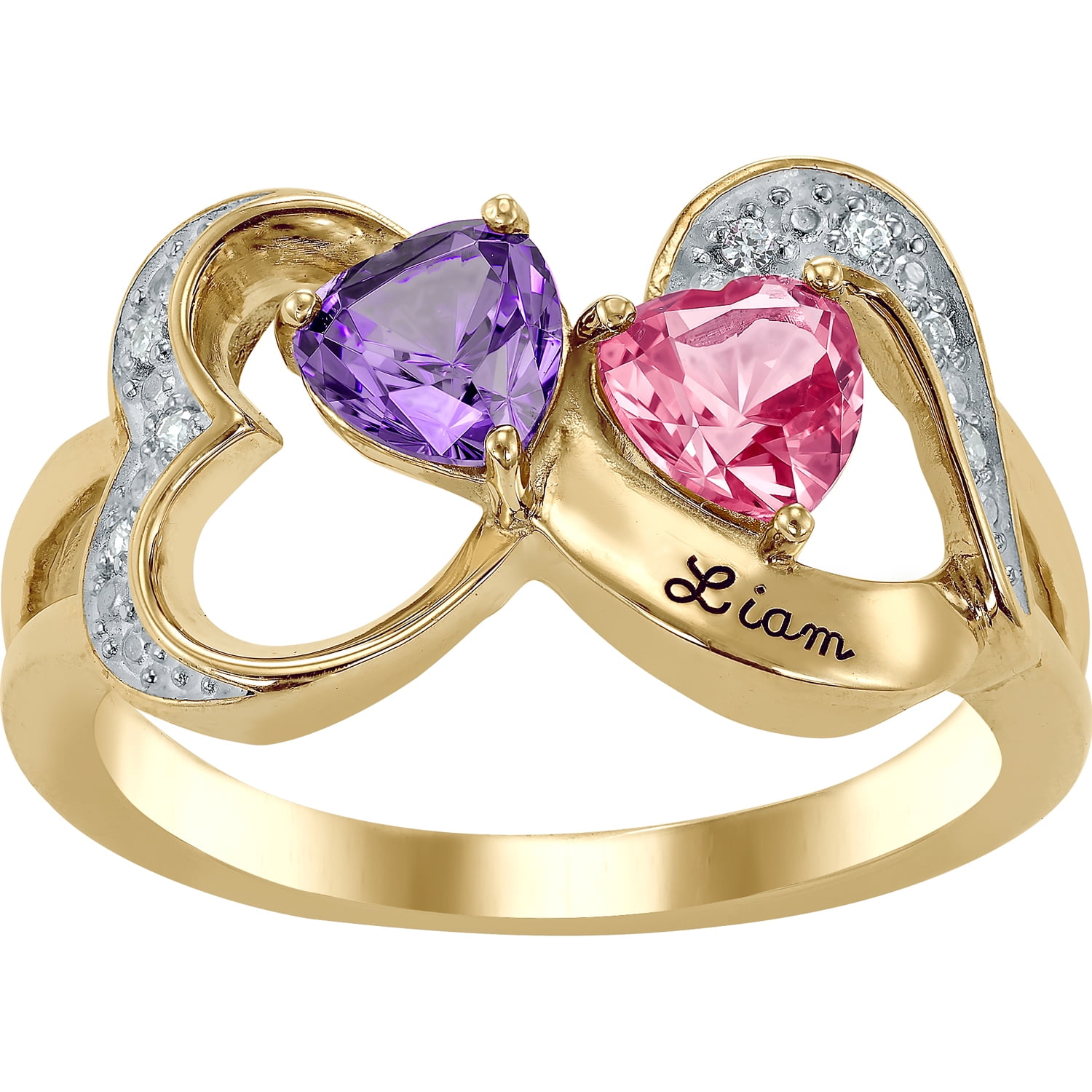 Personalized Family Jewelry Birthstone Women's Blaze Ring available in Sterling Silver, 10k Gold and 14k Gold
