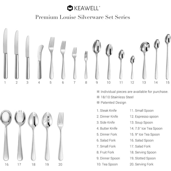 Premium Louise 9" Serving Spoon Set – 18/10 Stainless Steel - Uniting Elegance and Durability - Exquisite Serving Utensils for Parties (Slotted Spoon)$$Home Decor, Kitchen, & Other