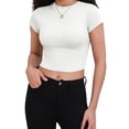 thumbnail image 2 of HOWCOME Women's Short Sleeve Y2K Baby Tee Cute Crop Top White Fitted Crewneck Cropped T Shirt Large White, 2 of 6