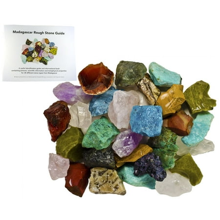 Stepping Stone Mix Fantasia Crystal Vault: 3 lbs Bulk Rough Madagascar Stone Mix with 30 Page Stone Info Book - 1