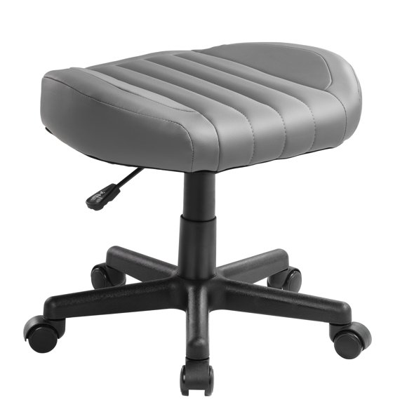 EUREKA ERGONOMIC Height Adjustable Foot Stool,19x18'' Large Seat Under Desk Footrest,Swivel Rolling Chair W Sturdy Wheels,Ottoman Stool Simple Meeting Chair for Home Office,Grey