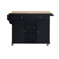 thumbnail image 5 of Black Kitchen Island Cart, Kitchen Island on Wheels, Kitchen Cart with Storage Drawers, Towel Rack and Open Compartments, Stable and Durable, Space Saving Design, Easy Assembly, 5 of 5