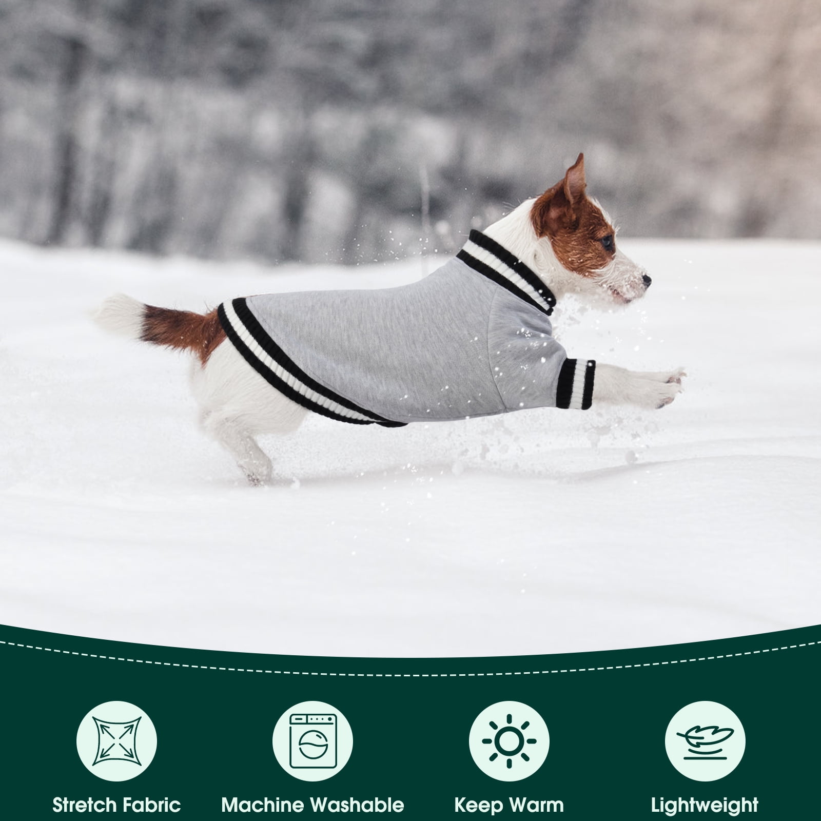 Kuoser Dog Winter Sweater, Cute Pet Pullover Vest, Soft and Thick Sweatshirt for Dogs and Cats, Gray, XS