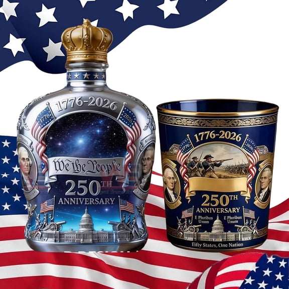 Esterze 250th Anniversary Whiskey Bottle Gift for Veterans - Patriotic We The People Decanter for Men, 1776-2026 Commemorative Keepsake Father's Day Gifts