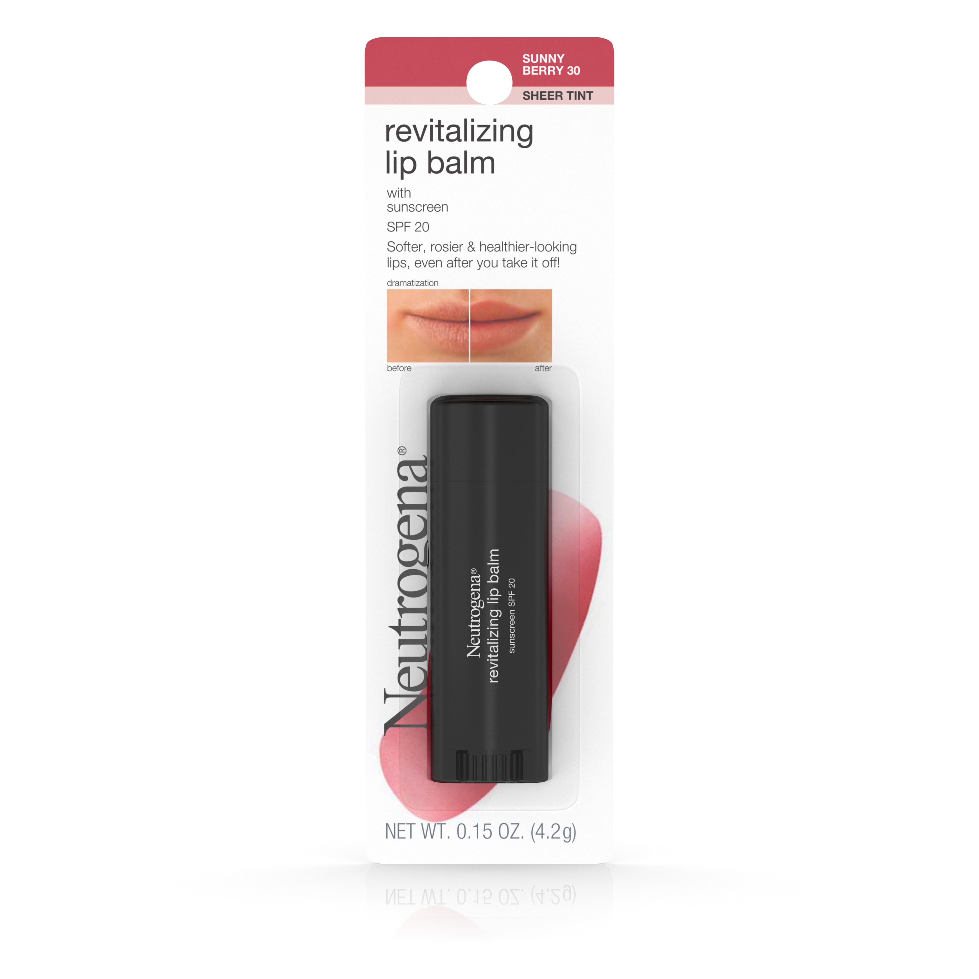 Neutrogena Revitalizing Tinted Lip Balm, SPF 20, Sunny Berry,.15 oz - image 3 of 8