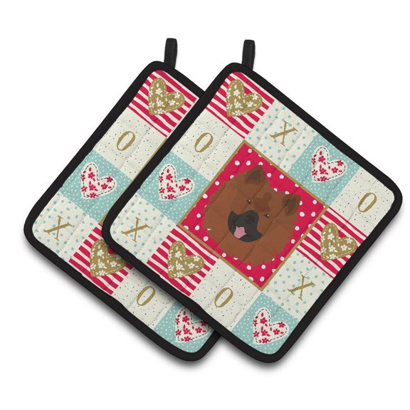 Carolines Treasures CK5199PTHD Eurasier Love Pair of Pot Holders, 7.5HX7.5W, multicolor