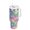 Watercolor Rainbow Flowers, variant on 40 oz Tumbler With Handle Stainless Steel Insulated Tumbler With Lid for Car Cup Holder Vintage Pastel Colors Floral