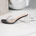 thumbnail image 6 of Chunky Heels for Women Clear Block Heels Sandals Square Toe Open Toe Transparent Strap Comfortable Dress Shoes Slip on Mules Black 7.5(40), 6 of 9