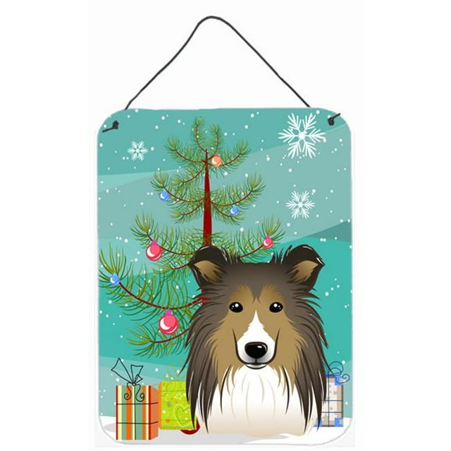Carolines Treasures BB1614DS1216 Christmas Tree And Sheltie Wall and Door Hanging Prints