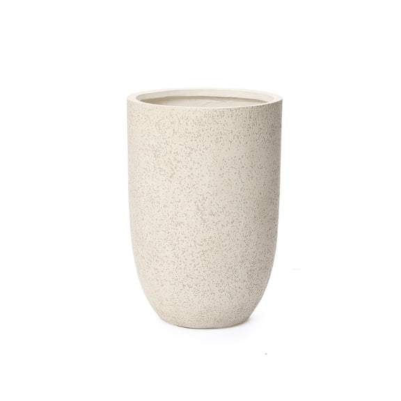 LuxenHome 23.5" Beige Tall Planter with Drainage Hole, Large Tapered Pot for Plants Indoor Outdoor Use