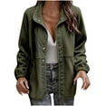 thumbnail image 3 of Juebong Womens Coat Casual Snap Button Fleece Jacket Long Sleeve Oversized Fuzzy Outerwear Warm Winter Outwear with Pockets Army Green,XL, 3 of 8
