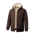 thumbnail image 4 of LYSMORA Mens Quilted Sherpa Lined Hooded Jacket Jogger Pants 2 Piece Winter Tracksuit Windproof Zipper Pocket Warm Sweatsuit Set, 4 of 7