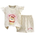 thumbnail image 3 of JUMESGU Cute Girls Outfits Girls Short Sleeve T-Shirt and Shorts Set for Big Kids And Toddler (Dark Purple & Light Yellow,9-18 Months), 3 of 6