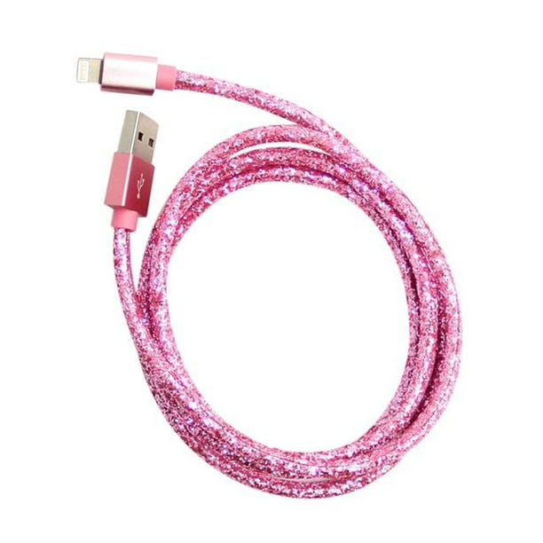 DCI Pink Glitter Usb Cable, Pink, OneSize