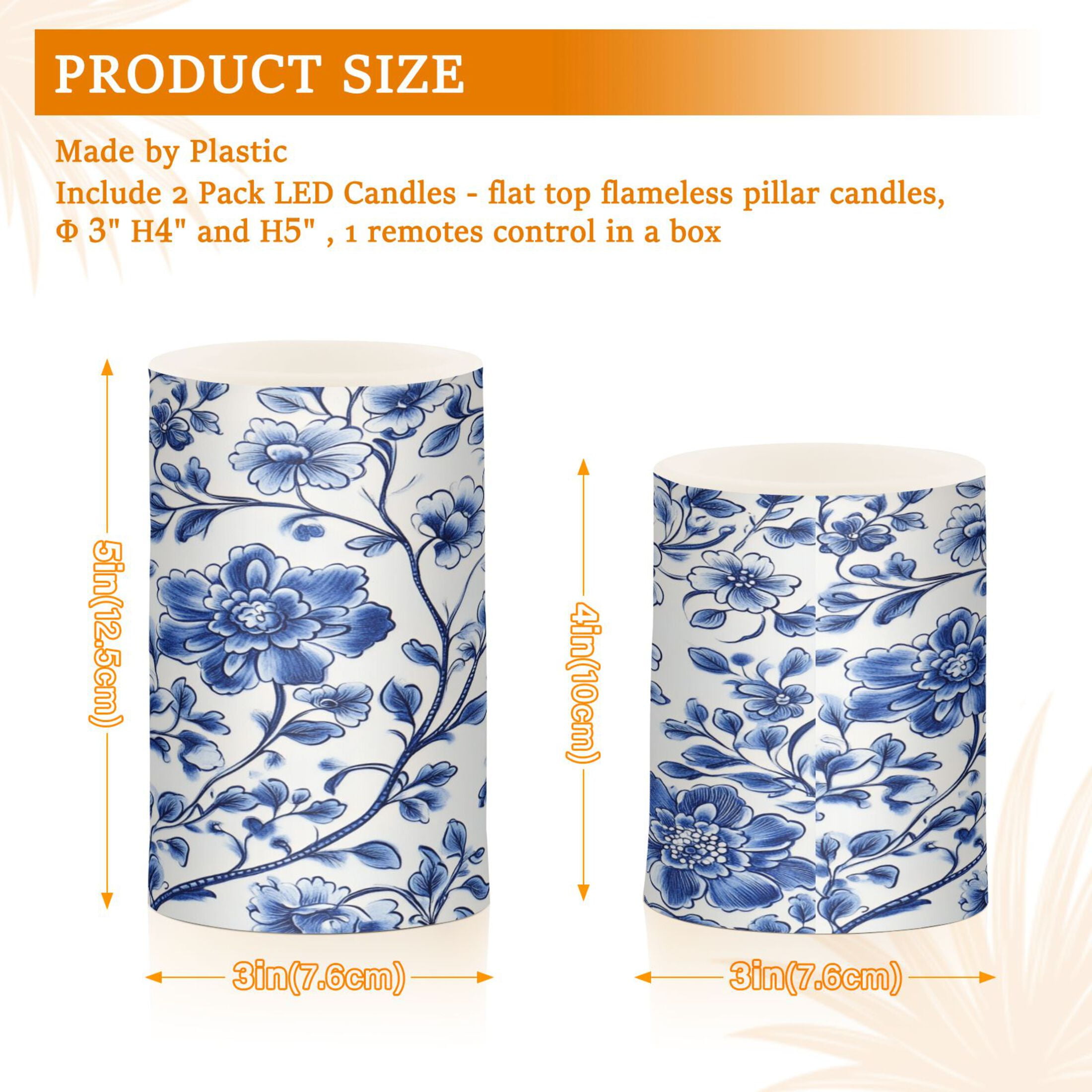Flower Pattern Set of 2 Flameless LED Candles Remote and Timer Indoor Outdoor